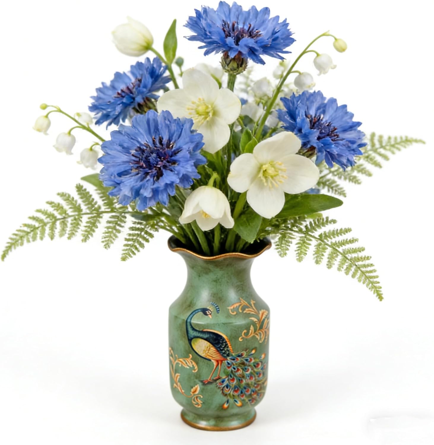 FixtureDisplays® Porcelain Vase Peacock Decor Vase Vintage Look Vase China Vase Ceramic Vase 13" 15007-NPF