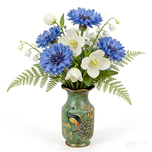 FixtureDisplays® Porcelain Vase Peacock Decor Vase Vintage Look Vase China Vase Ceramic Vase 13" 15007NEW-2D