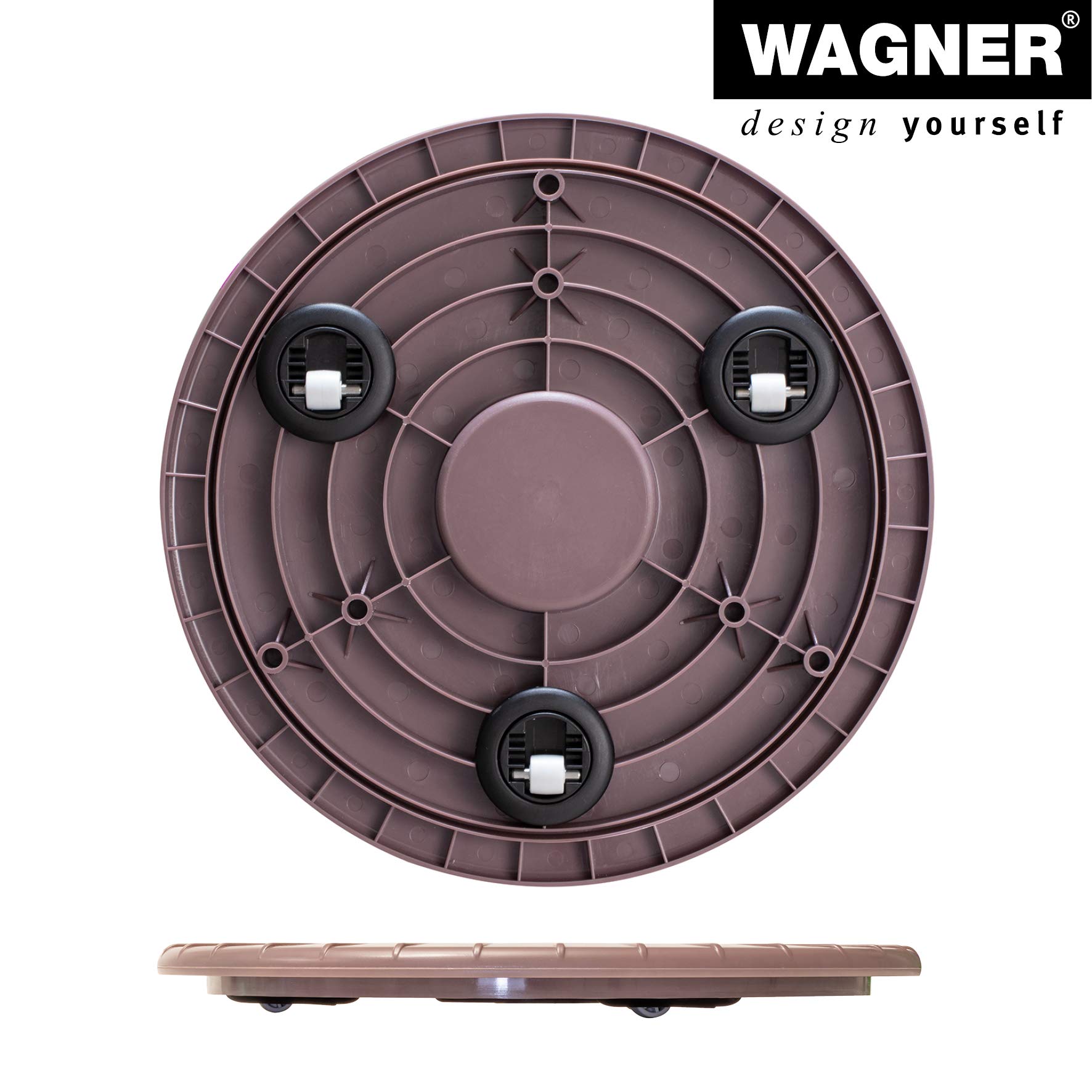 Wagner Carrello per Piante Flat 30 x 6 cm I Carrello per Fiori per Interni, Bianco I Portavaso Sottile in plastica ABS, Idrorepellente I Portata 80 kg - 20044701