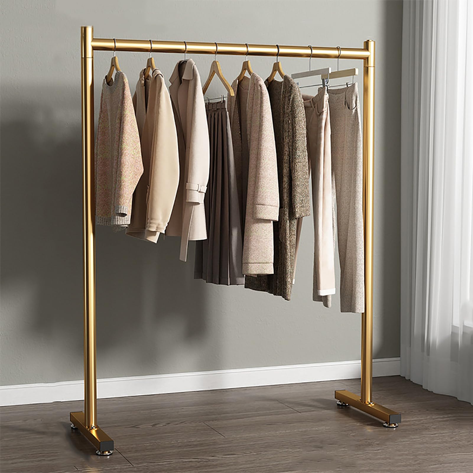 DETMOL Robust clothes rack – freestanding clothes rack for coats and shirts, stable metal clothes organizer, space-saving storage solution for home and retail.