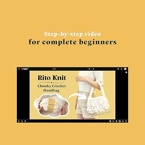 Miniatura 5 de Rito Knit - Kit de ganchillo de moda para principiantes, incluye hilo grueso de alta calidad, aguja de madera, video paso a paso, bolsa para el polvo