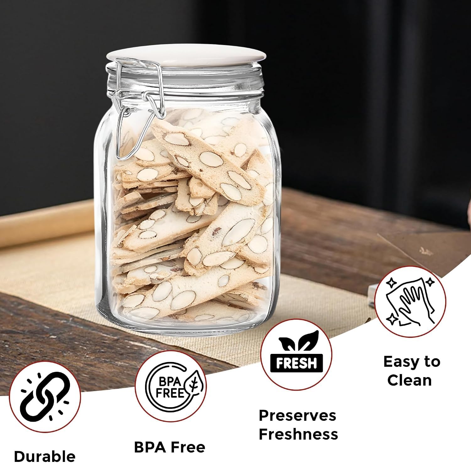 Pure Source India 1.5L Glass Jar - Clear -6