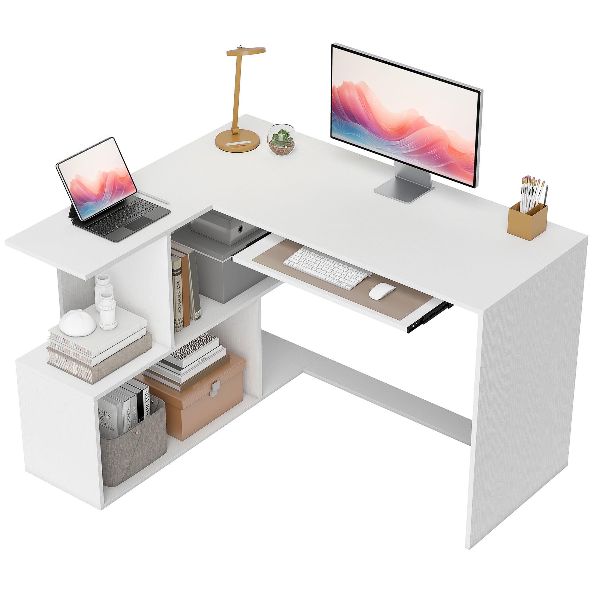homcom bureau d'angle avec plateau