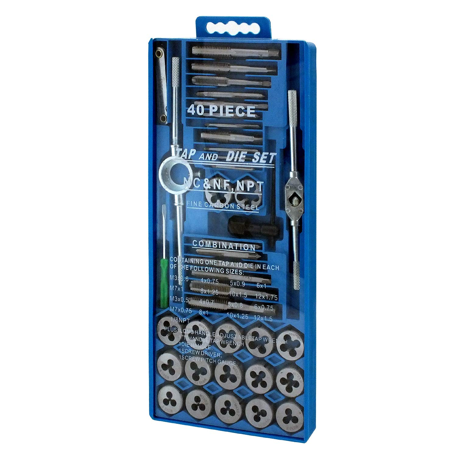Tooltime. Voche Pro® 40 Piece Metric Tap And Die Set For Cutting M3-M12 Bolts With Storage Case