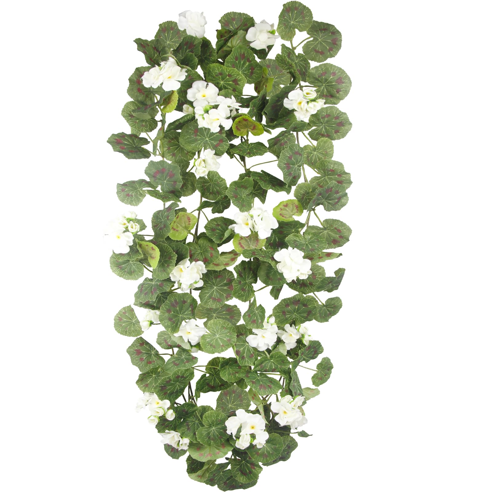 CISDUEO 2 Pcs Spring Summer Flower Garland Geranium Artificial Garland Outdoors White Geranium Artificial Flowers UV Resistant Hanging Basket Floral