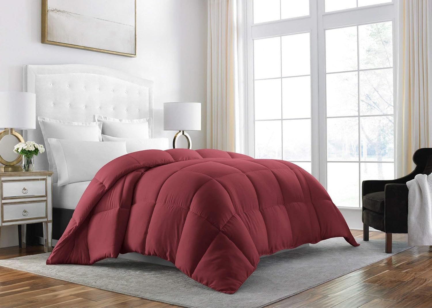 Sleep Restoration Down Alternative Comforter 1400 Series - Best Hotel Quality Duvet Insert Bedding - King - Burgundy
