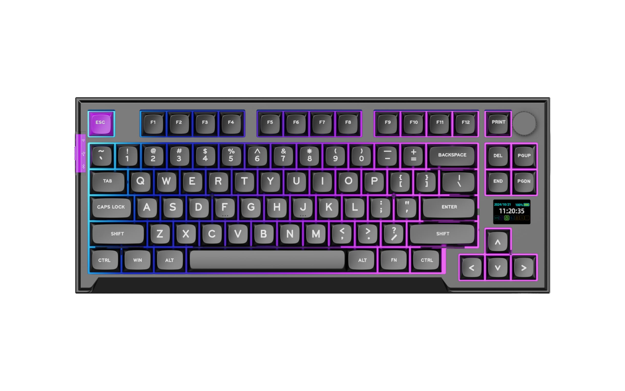 PREYON Klawiatura Mechaniczna Gamingowa TKL Bezprzewodowa i USB Keyboard do Komputera PC RGB bez Części Numerycznej QWERTY 2,4 GHz USB Ciche Klawisze 800h Bateria Przełączniki Red - Silent Claw