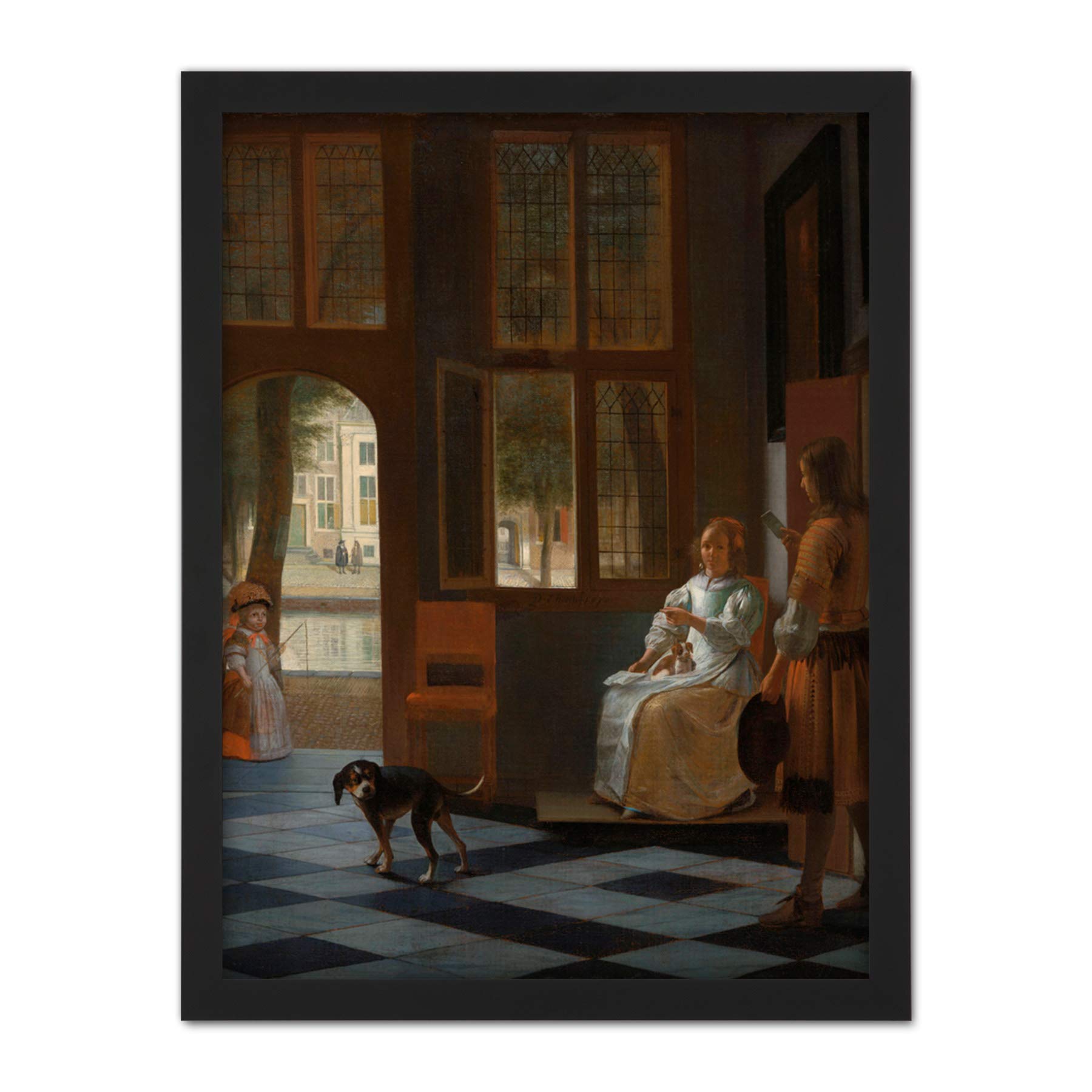 Artery8 Pieter De Hooch Man Handing A Letter To A Woman Artwork Framed Wall Art Print 18X24 Inch