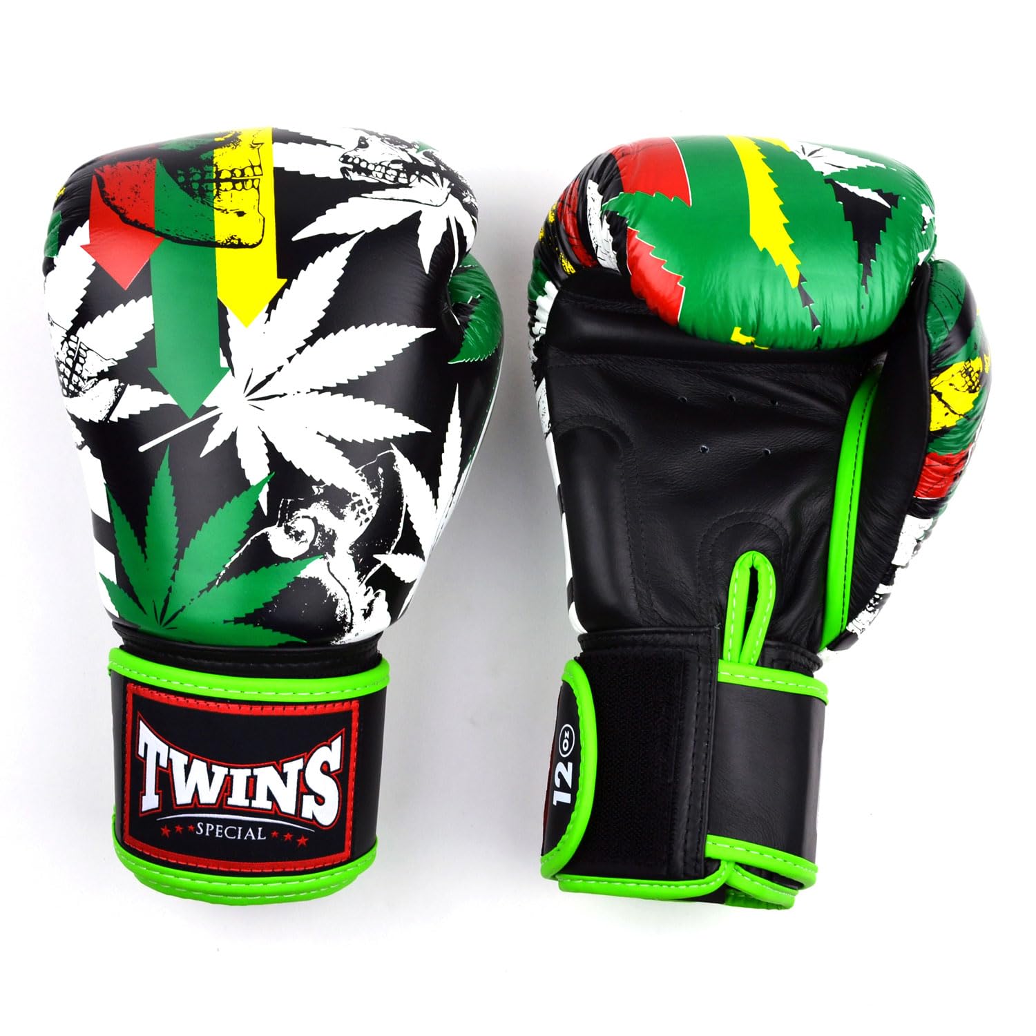 Twins Special FBGVL4 Printed Design Leather Boxing Gloves, Hook & Loop Closure, For Muay Thai, Boxing, Kickboxing & MMA Training & Sparring (Grass, 10oz) โ image 1