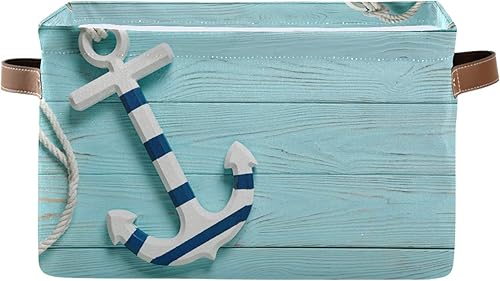 Miniatura 24 de AUUXVA Cesta de almacenamiento de estrellas de mar tropical, playa, conchas marinas, caja de almacenamiento de lona duradera plegable para juguetes