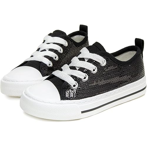 ToandonToddler Kids Sneakers Sparkle Fashion Glitter Sequins Canvas Shoes