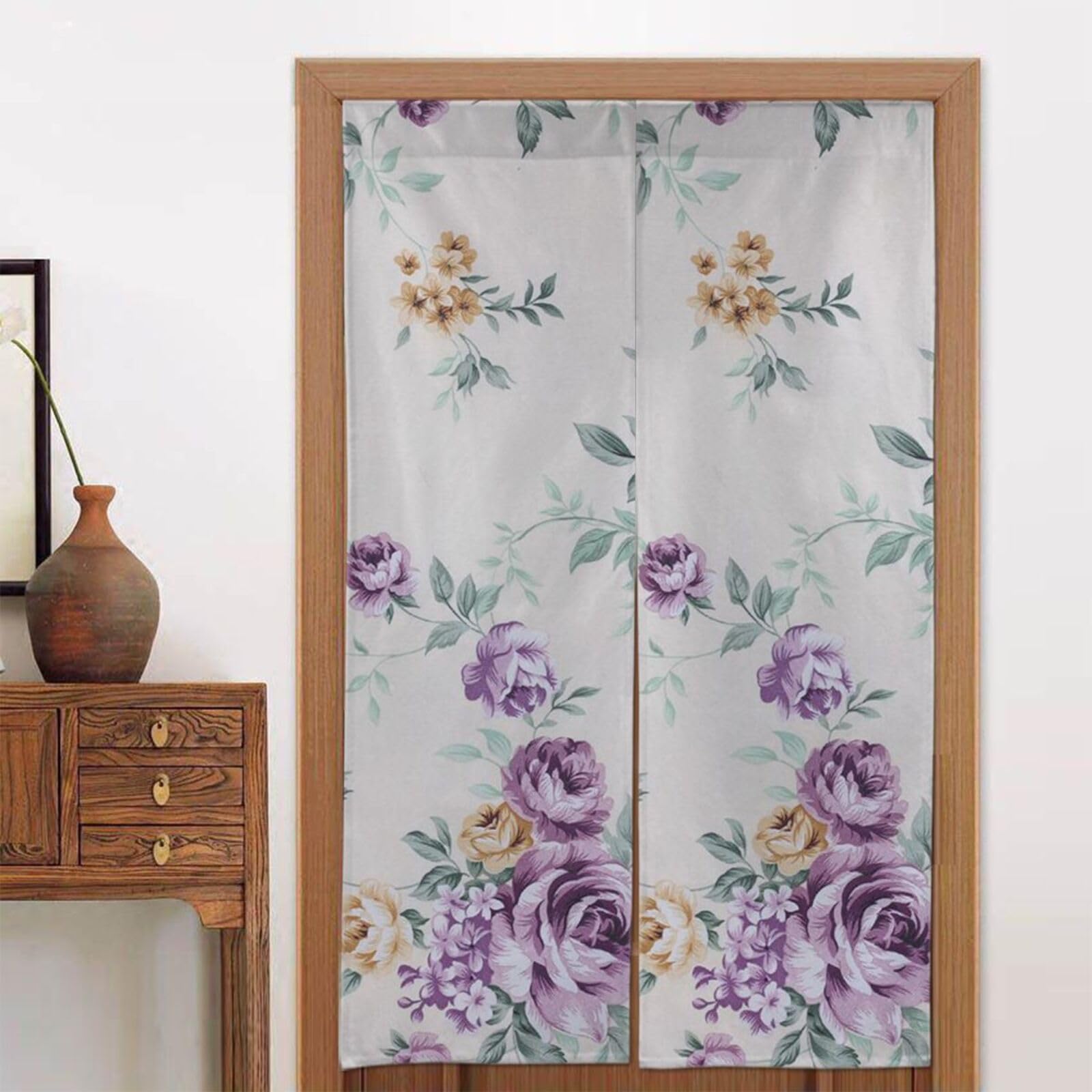 Rideau de porte imprimé fleurs violettes Noren 86.4x142.4 cm