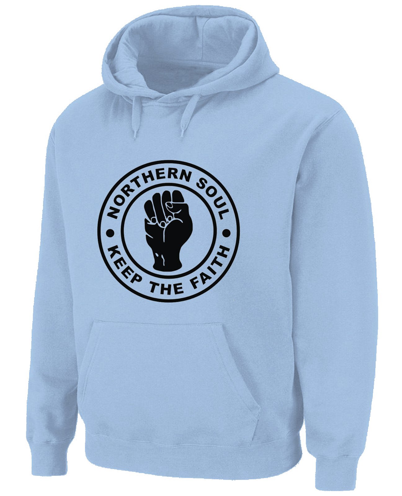 Tribal T-Shirts Mens Northern Soul Keep the Faith Hoody (XL, light blue)
