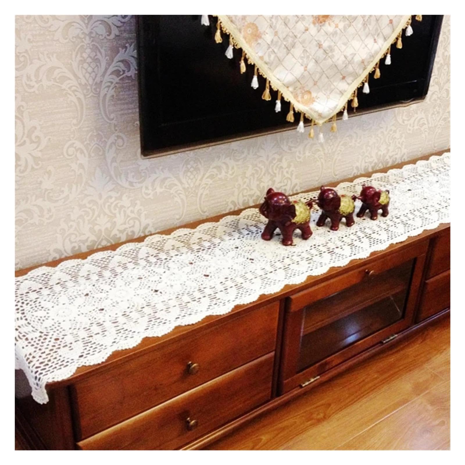 Gehäkelter Tischläufer Tischdecke Handgefertigtes Blumendesign