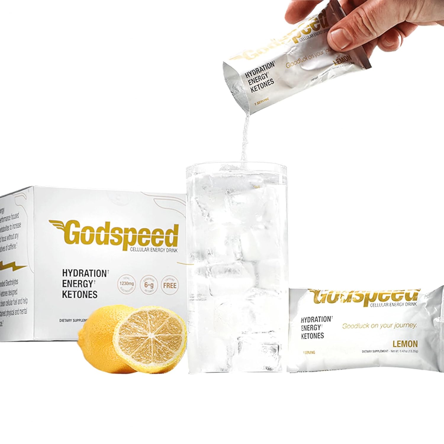 Godspeed Ketone Electrolytes Powder with GoBHB® Ketones | Hydration Powder Packets, Sugar Free Pre Workout & Energy Drink | Lemon Ketone Supplement | 22 Packs