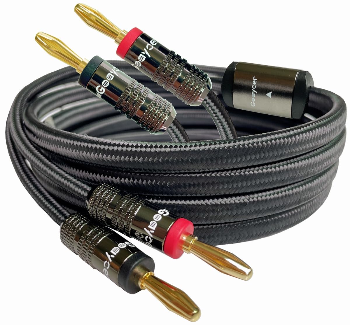 Speaker Wire with Banana Plugs, 14AWG Speaker Cable with Gold-Plated Banana Tips,Oxygen-Free Copper (OFC), 6.6FT/2M