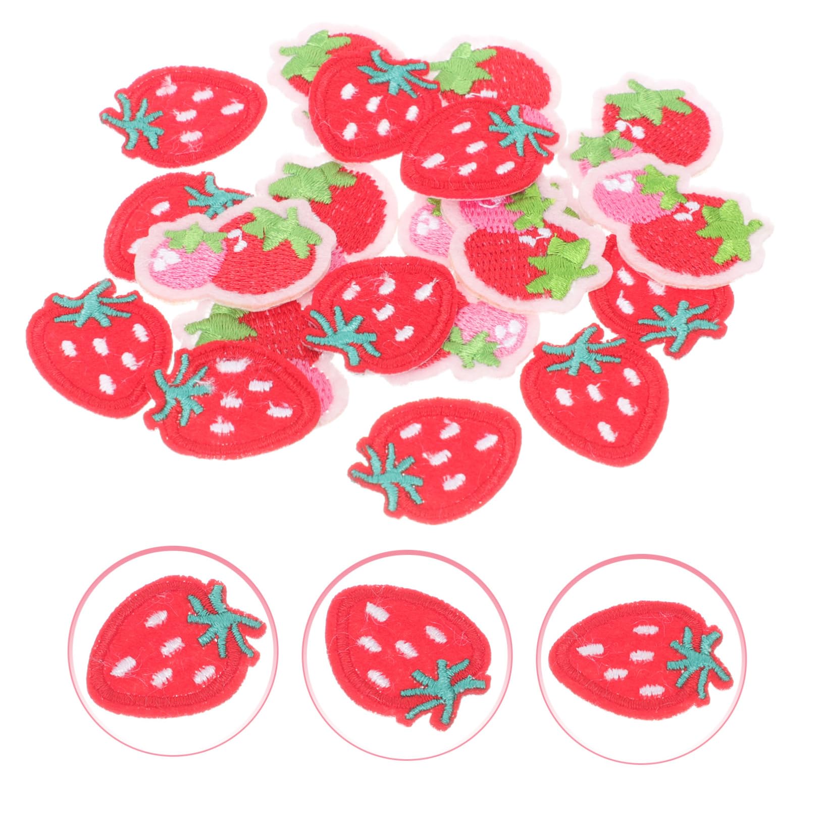 Angoily 100 Pezzi Toppe Termoadesive Fragola per Abbigliamento Patch Decorativa per Riparazioni e Diy su Vestiti Jeans Borse e Accessori