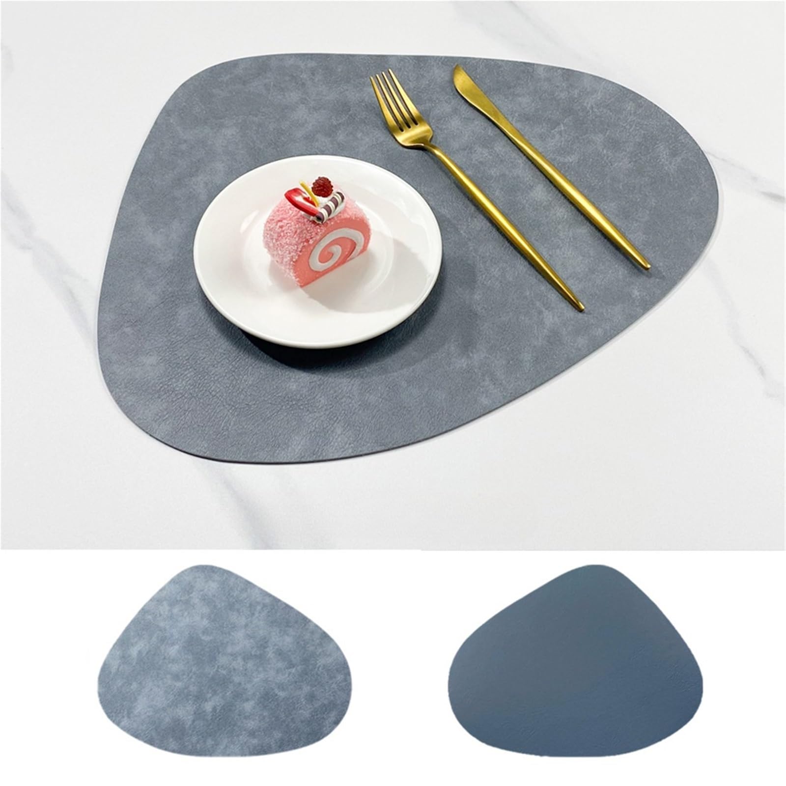 Platzset wasserdicht Doppelseitiges Anti-Rutsch-Isolierpad Tischset Muster Wassertropfenförmiges Leder für Küche(Starry Sky Grey-Grey,4 Pcs)