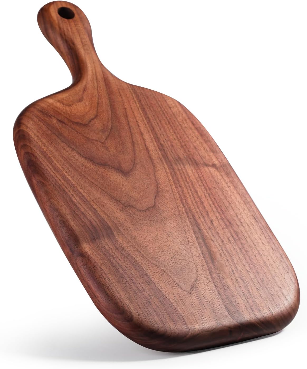 Walnut Wood Cutting Board, Small Wooden Chopping Board with Handle Hang Hole, Cheese Boards for kitchen Bread Vegetables Fruits, No Glue Solid Boards for Wood Engraved, 15.2x7.3 Inch