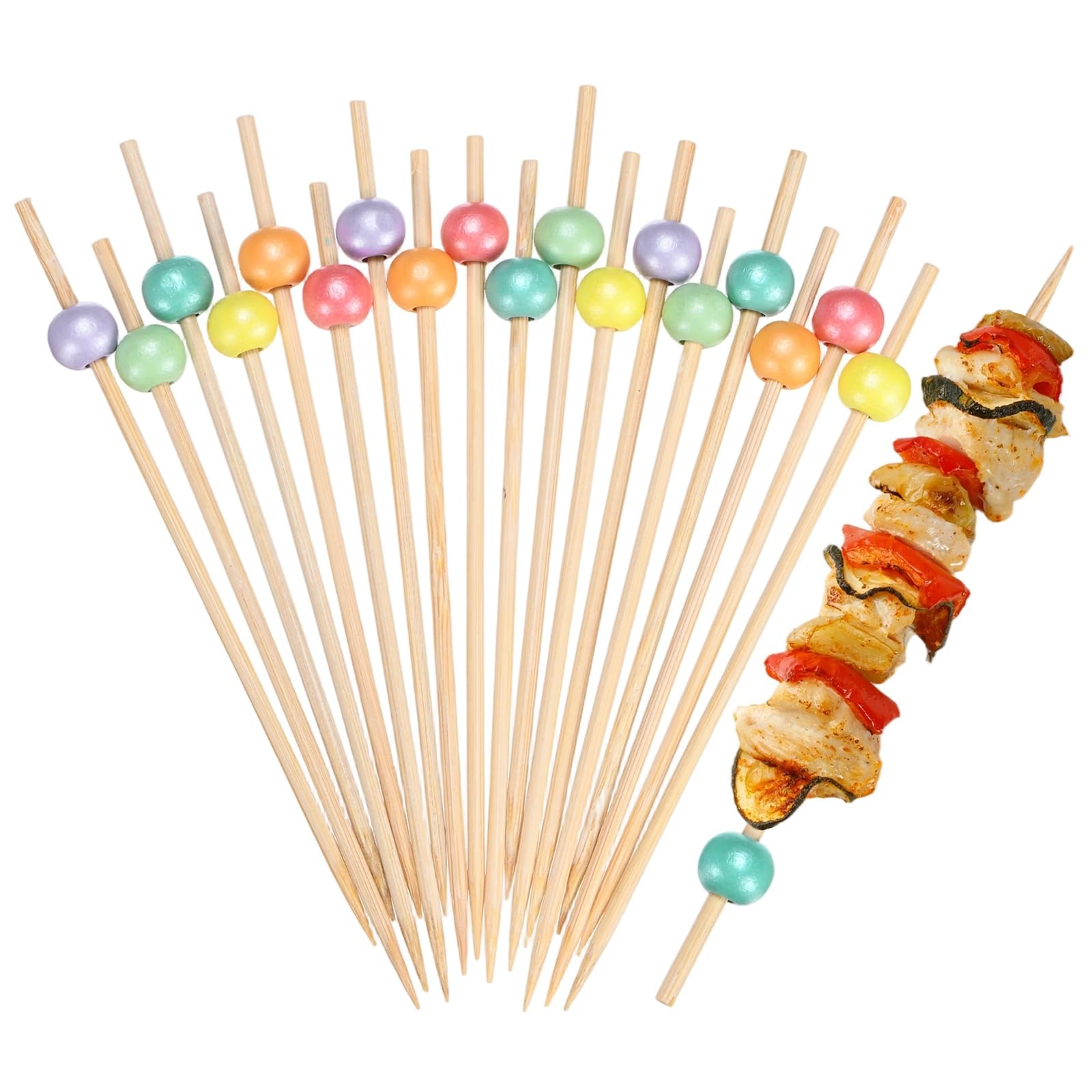 M METERXITY 100-Pack Cocktail Picks 4.7 in Bamboo Fancy Toothpicks