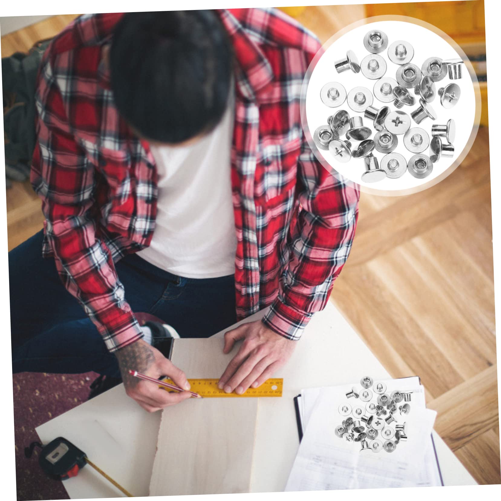 SOLUSTRE 3 Sets Leather Craft Binding Screws Carbon Steel Strong Simple Structure Easy to Install