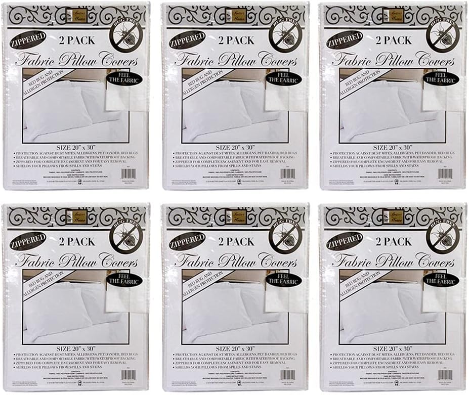 12 Deluxe Pillow Cover Fabric Zippered White Protector Case Non-Woven Breathable