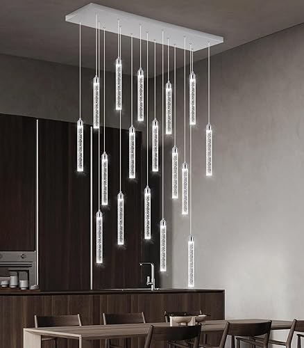 Miniatura 11 de Candelabros de techo de 30 luces de 197 pulgadas de altura, candelabros de cristal modernos para entrada, candelabro LED de espiral larga regulable