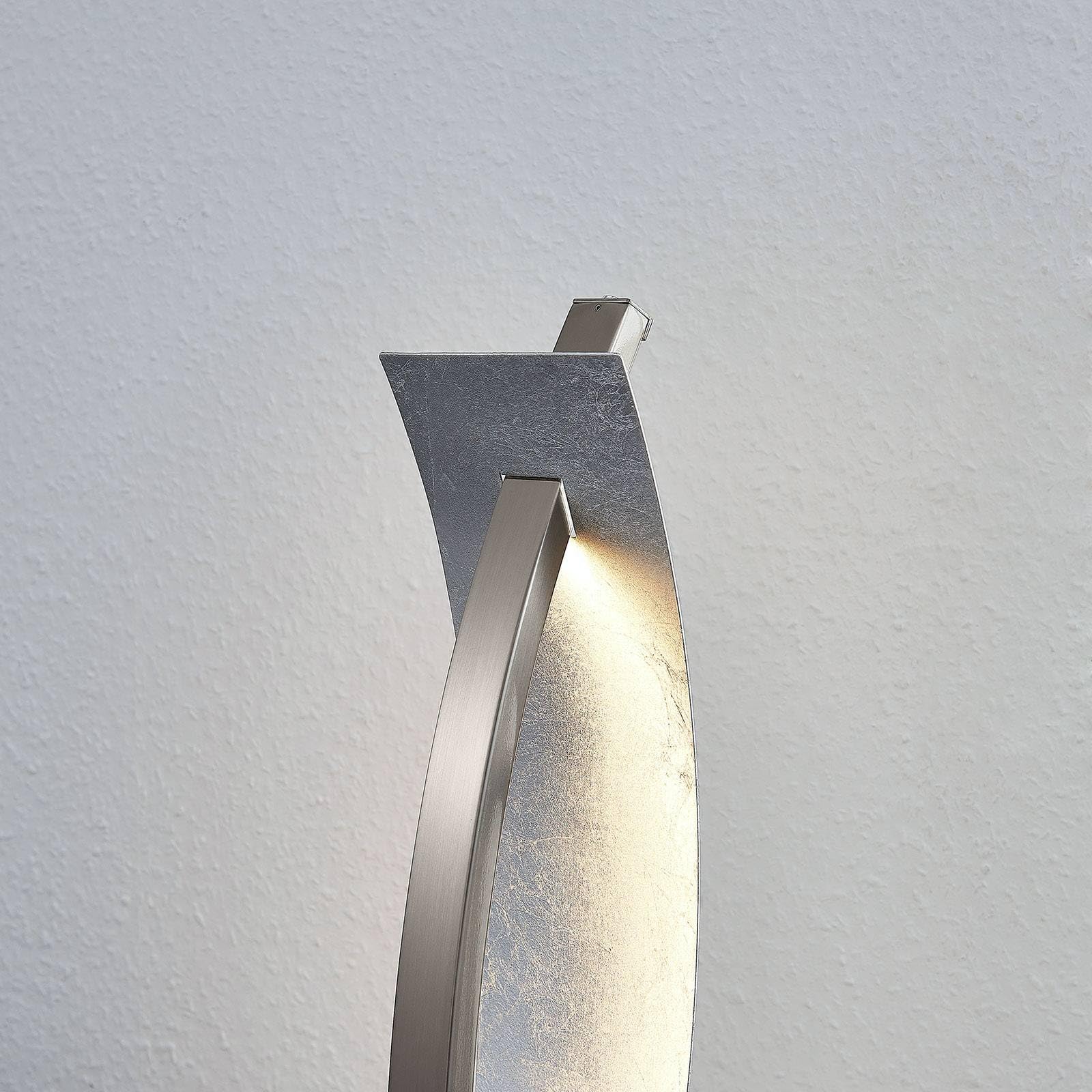 Lucande Tischlampe/Tischleuchte dimmbar, Nachttischlampe Silber 1x 10W gesamt Designerleuchte Wohnzimmer Schlafzimmer