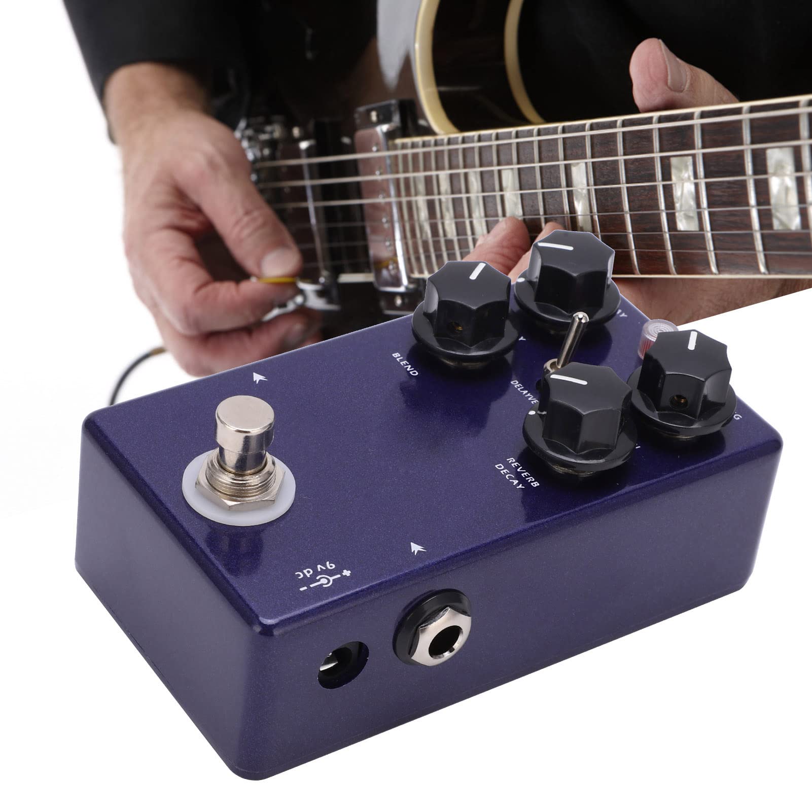 Acouto Pedał Efektów Gitarowych Reverb Delay 2 w Cyfrowym Opóźnieniu Akcesoriów do Instrumentów Cyfrowych i w Pedałach Efektów Gitarowych Pedał Delay Gitarowy Efekt Pogłosu