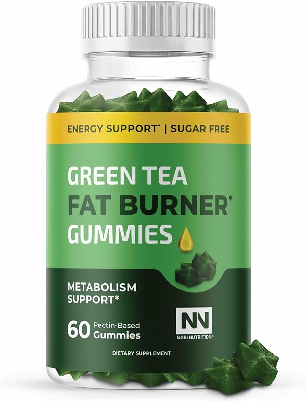 Green Tea Fat Burner Gummies for Weight Loss | Metabolism Boost & Appetite Suppressant with Green Coffee Bean and Garcinia Cambogia | Pills to Burn Belly Fat for Women & Men by Nobi Nutrition