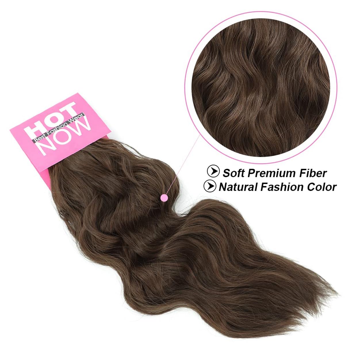 20inch Hair Extensions Clip in Chestnut Brown Hairpieces for Women 4PCS Full Head Set Thick Hair extension Wavy hair Extensions - Image 3
