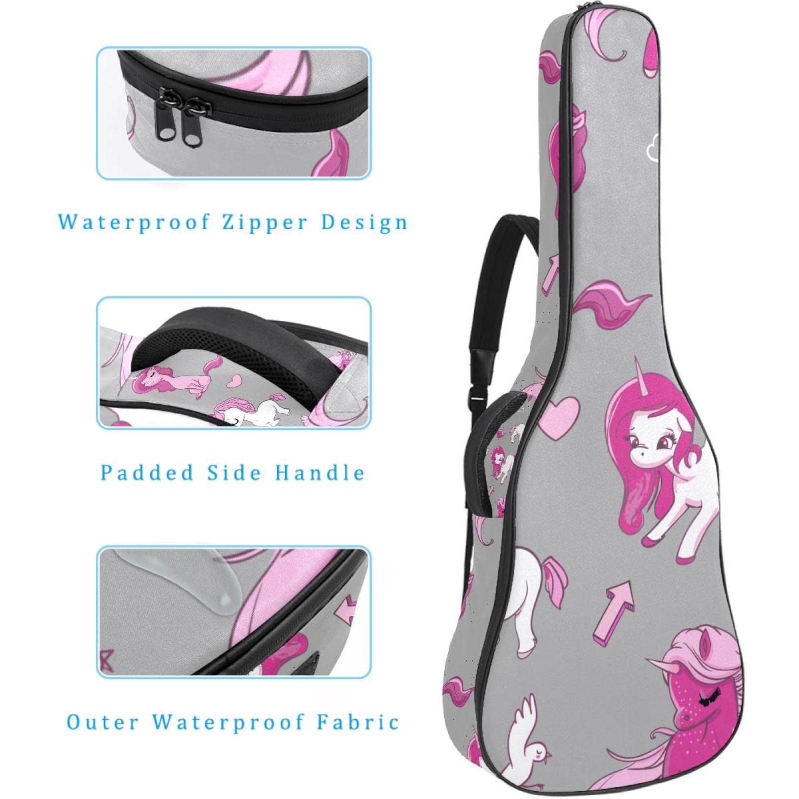 Torba na gitarę akustyczną, wodoodporny plecak na gitarę, gruby, miękki, wyściełany, buty sportowe, klasyczna obudowa na gitarę, Kolor7, 42.9x16.9x4.7 in, Organizer do torby