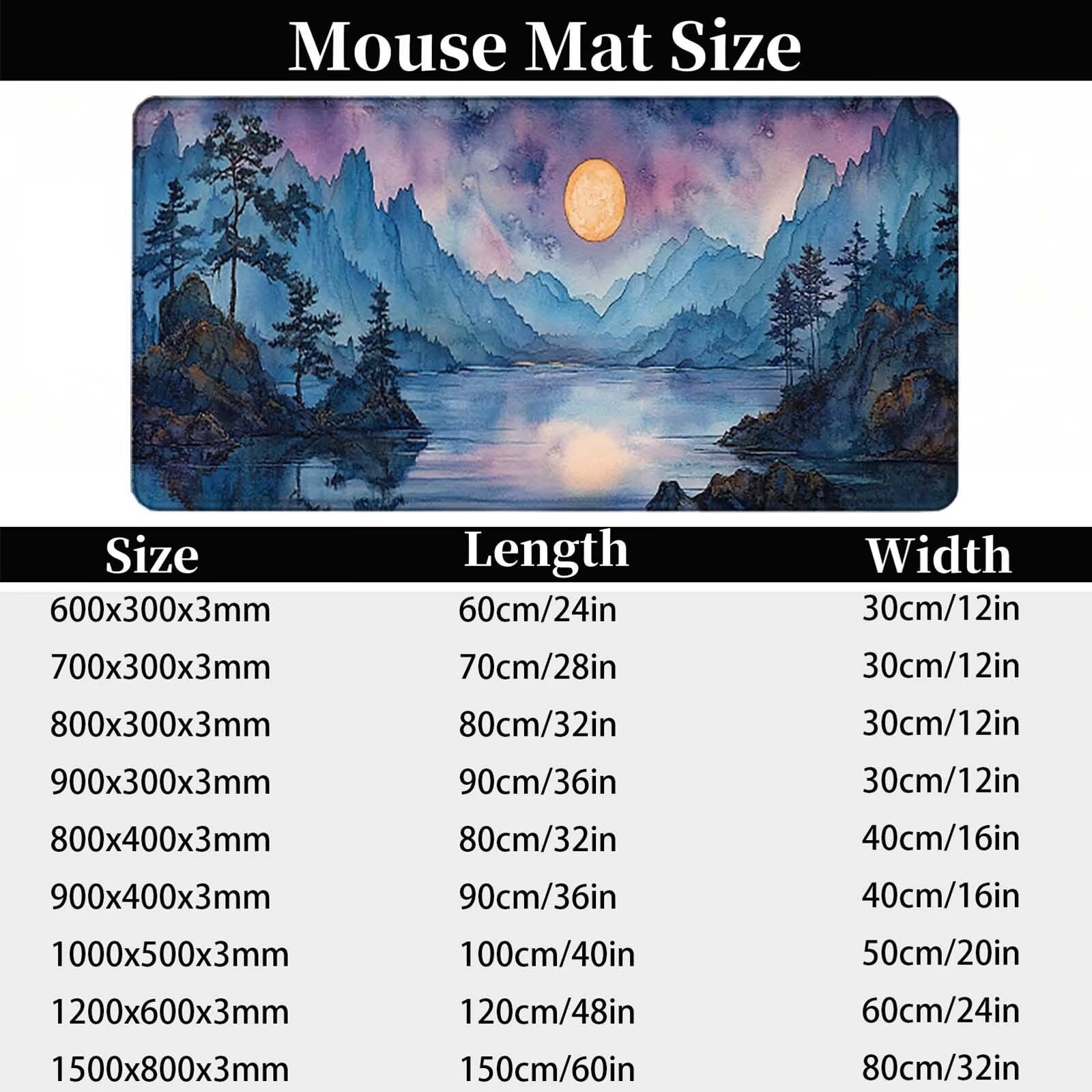 Podkładka pod mysz XXL 1500 x 800 mm, wodoodporna podkładka pod mysz biała podkładka pod mysz z motywem krajobrazu akcesoria do gier szyte krawędzie antypoślizgowa gumowa podstawa powierzchnia do