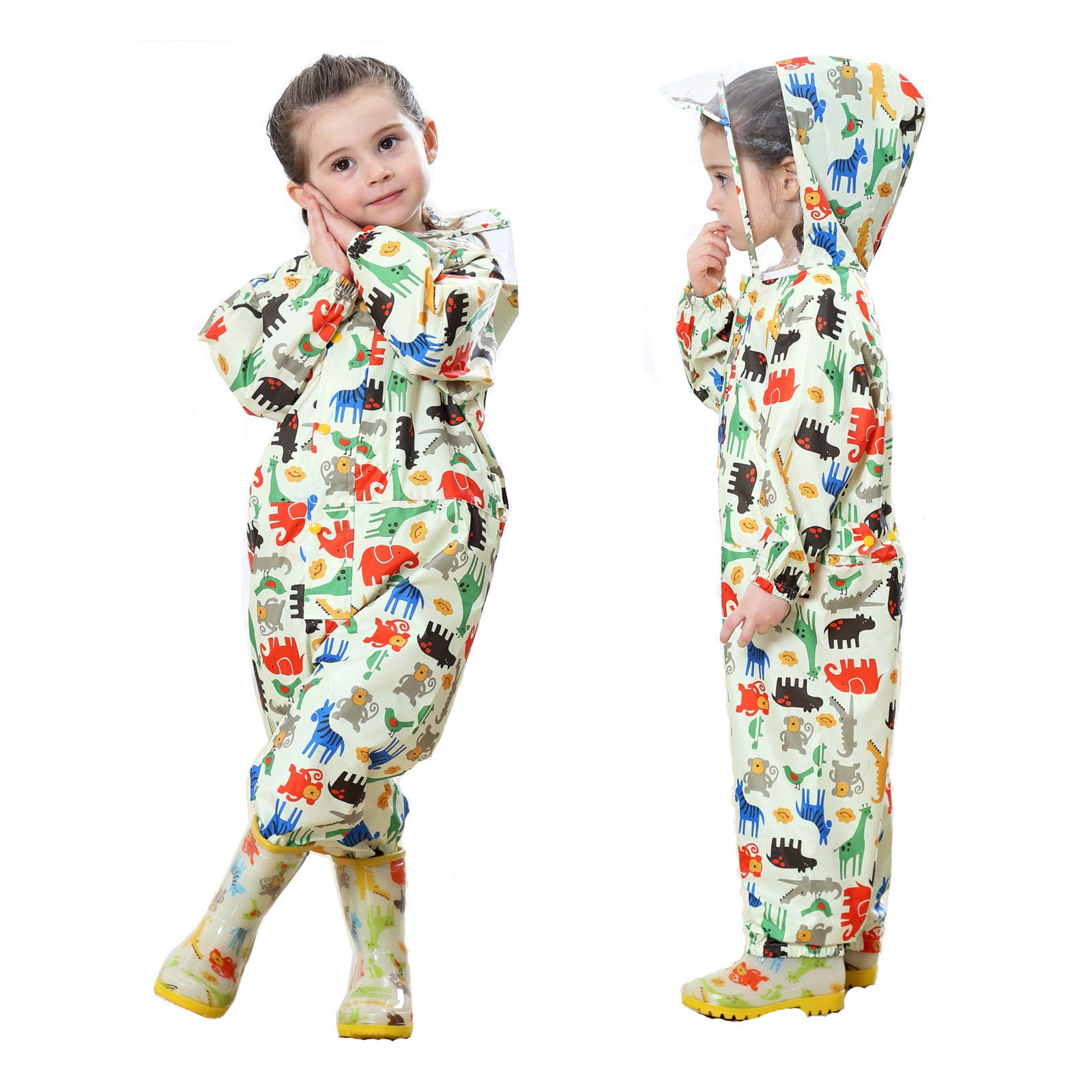 Enfants Imperméables à Capuche Imperméables Combinaison de Pluie Poncho Veste Respirant Manches Longues Vêtements pour Enfants Unisexe Filles Garçons 1-7 ans