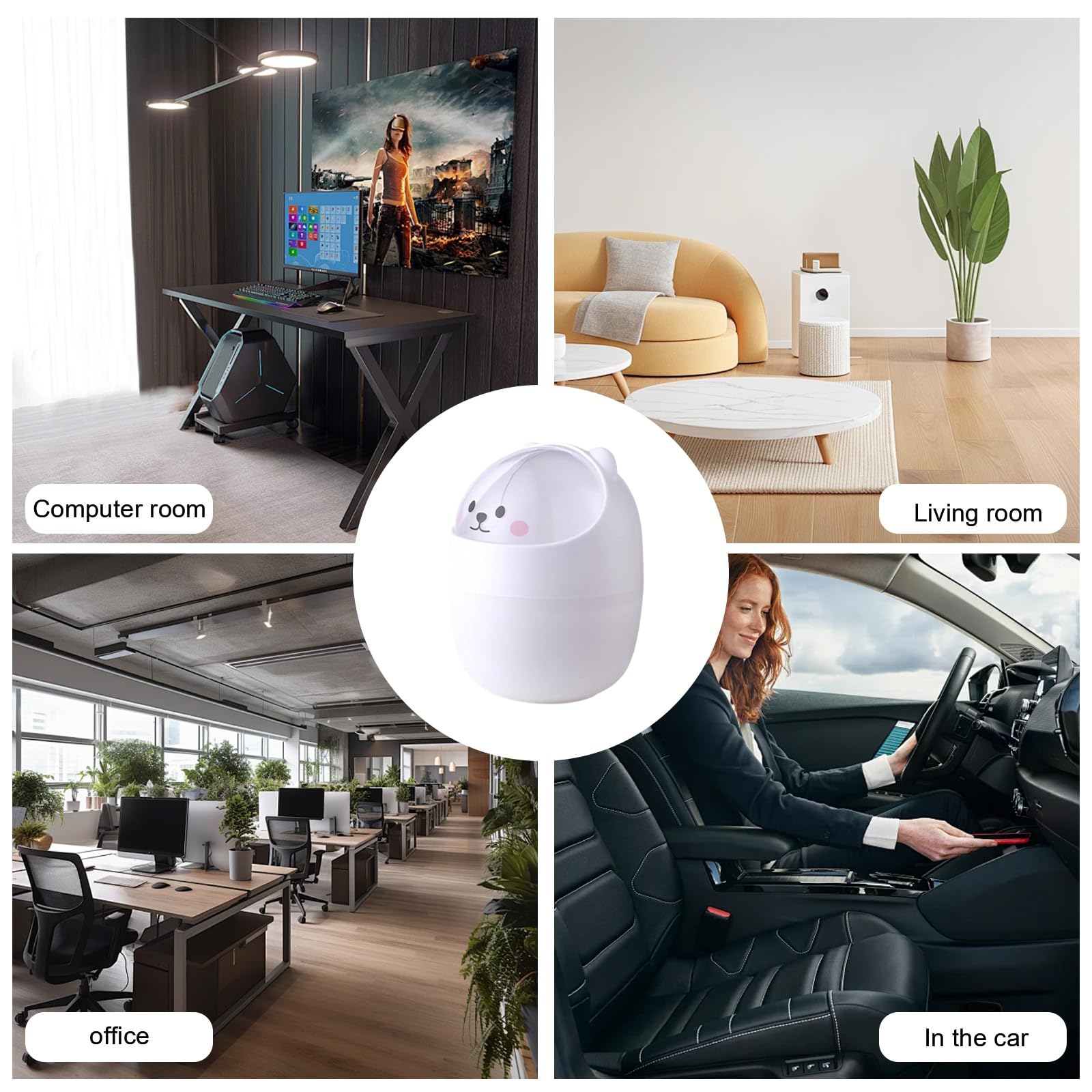 Pattumiera Portatile Da Tavolo A Forma Di Orso - Mini Cestino Con Coperchio Per Cucina, Ufficio E Camera - Foto 10