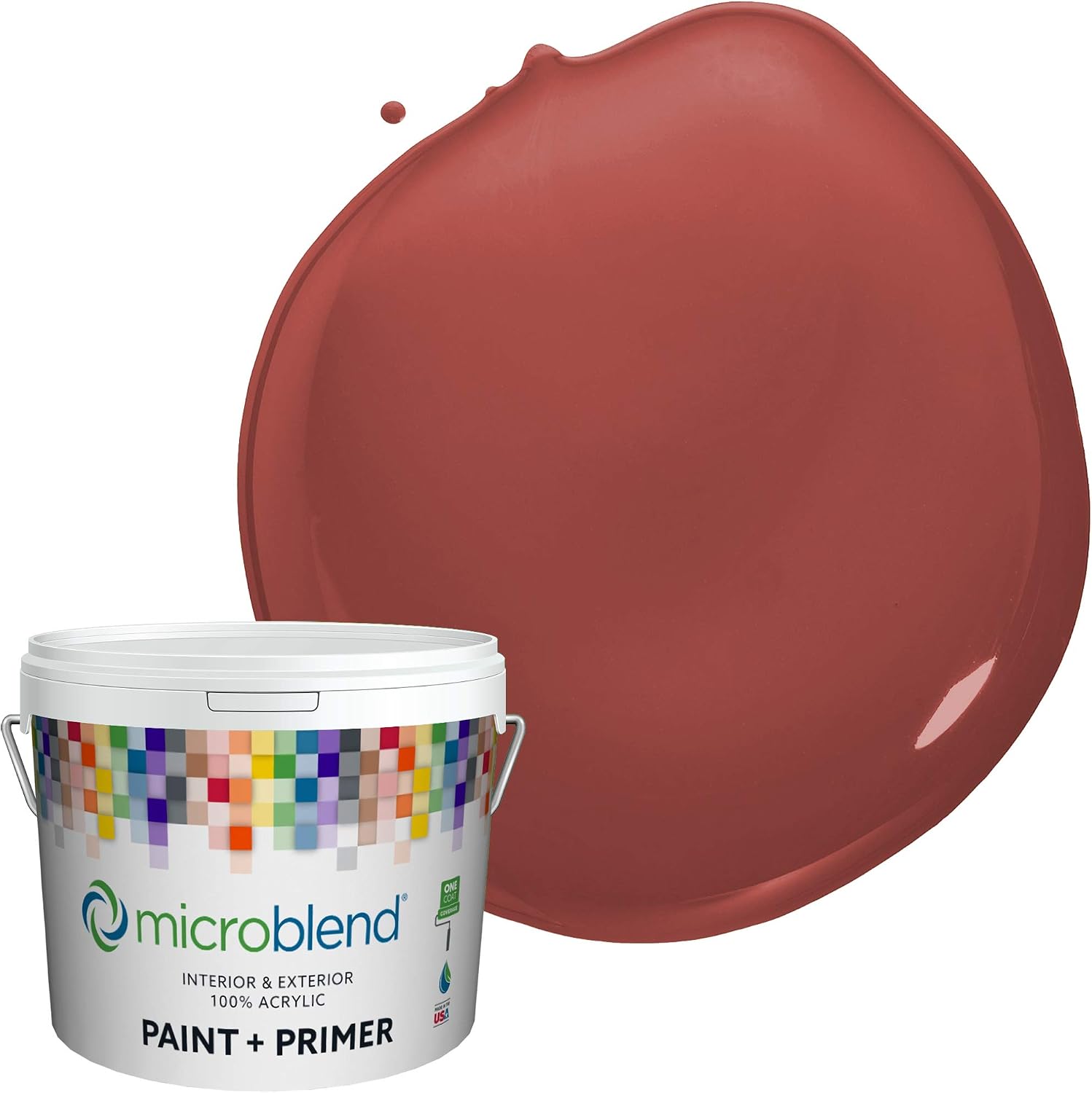 Microblend Interior Paint and Primer - Red/Steamed Shrimp, Semi-gloss Sheen, 1 Gallon, Premium Quality, High Hide, Low VOC, Washable, Microblend Cape Cod Collection