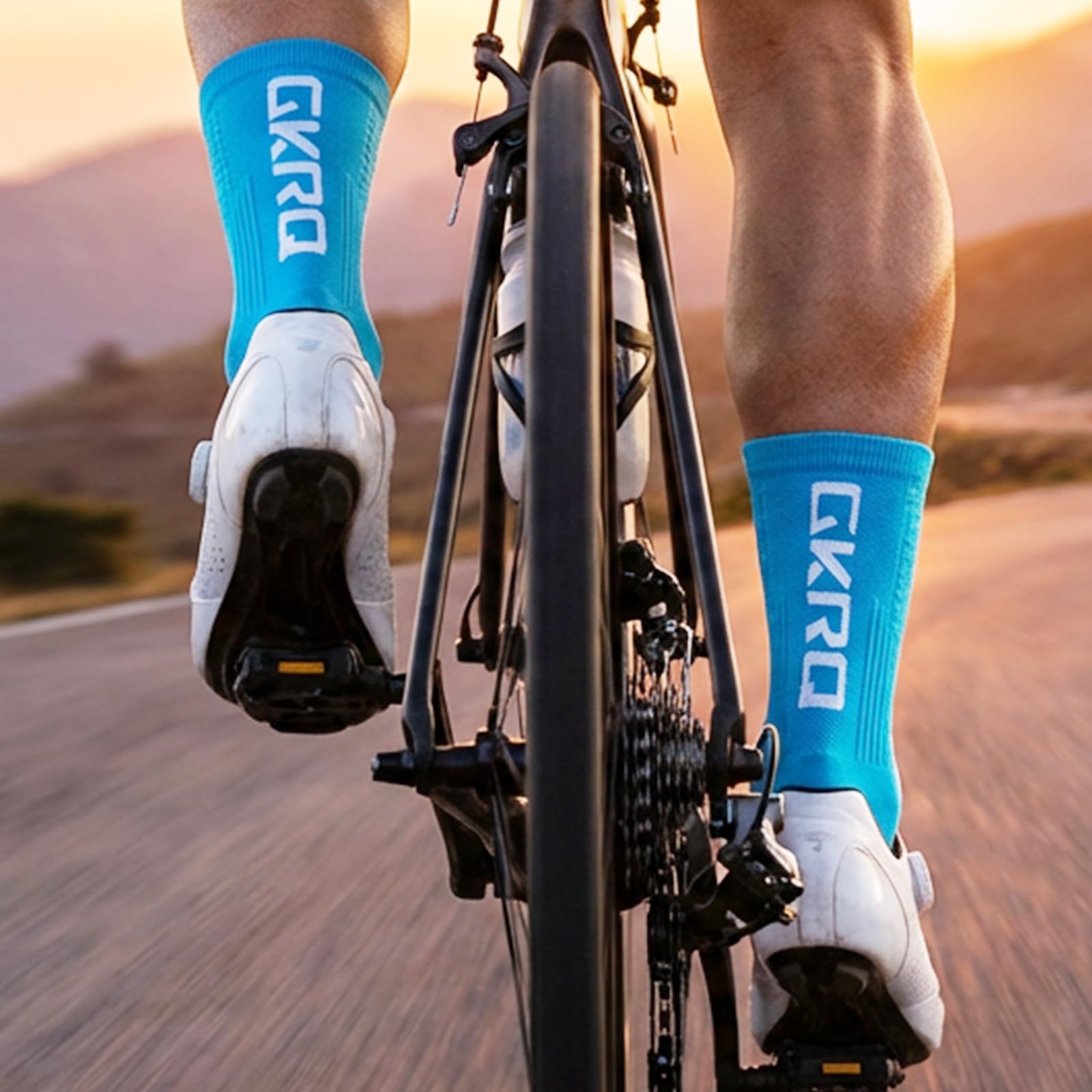 Calcetines de Ciclismo, Pack de 4 Pares, Transpirables con Compresión, Unisex Hombres Mujer Calcetines bicicleta hombre Mtb calcetines crossfit hombre running para correr futbol