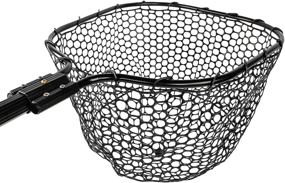 YakAttack Floating Fishing Net with Rubber Netting |16” x 19” Hoop, 11” Depth, 56” Telescoping Aluminum Handle | Snag-Free Landing Net for Kayak, Canoe, or Boat Anglers | Black