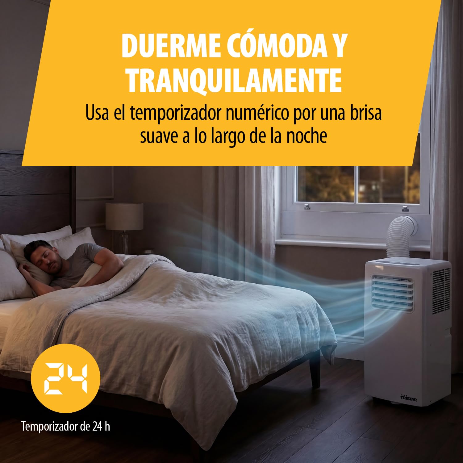 Tristar Aire acondicionado portátil - 7.000 BTU - 3 en 1 - Deshumidifica, Refresca, Ventila - Hasta 25 m² - Kit para ventana incluido - AC-5478