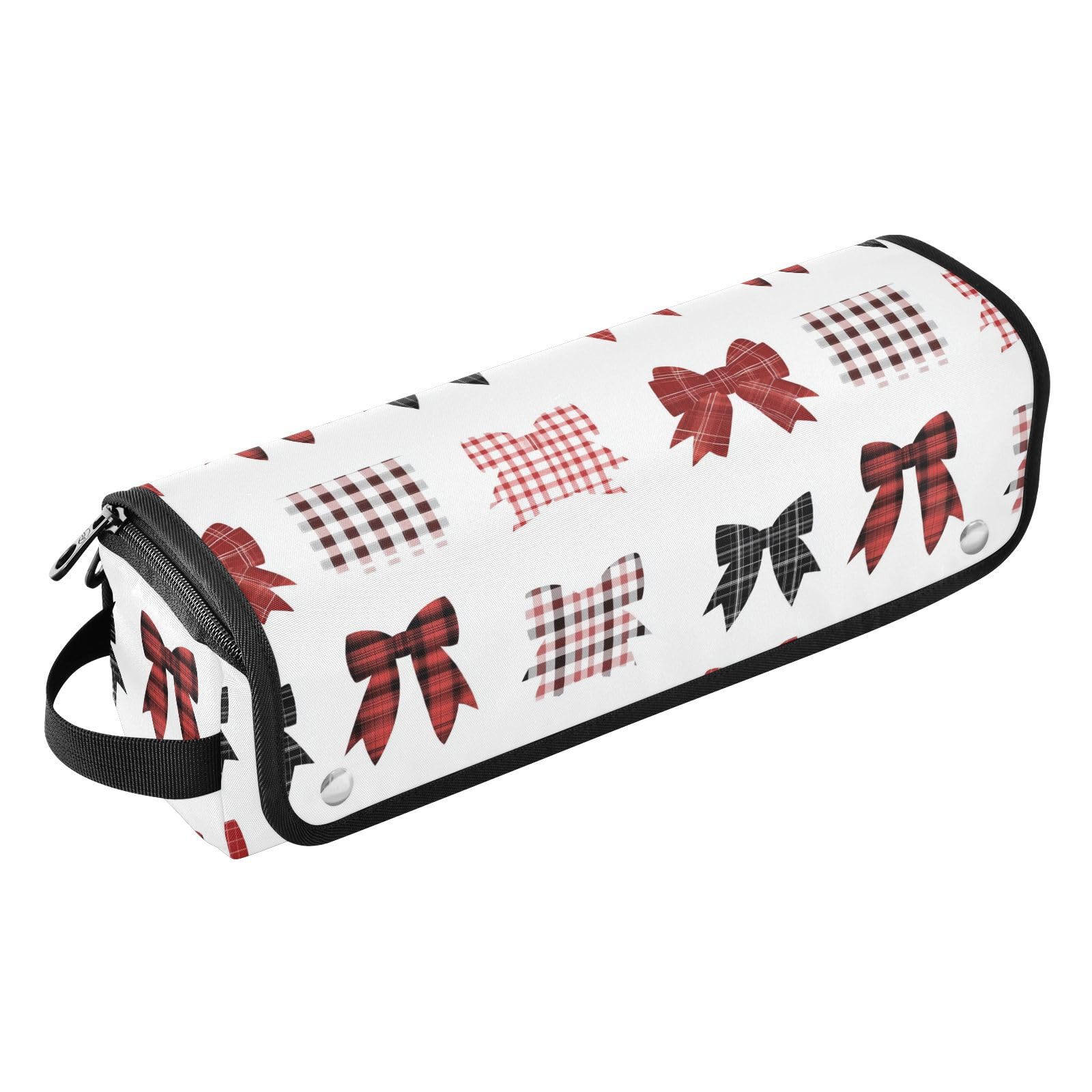 Bow Plaid White Hair Tools Travel Bag for Straightener Flat Iron Curling Iron Hair Dryer& Styling Accessories Styling Tools Organizer Women Travel Essentials Heat Resistant Mat Large Capacity-image-30