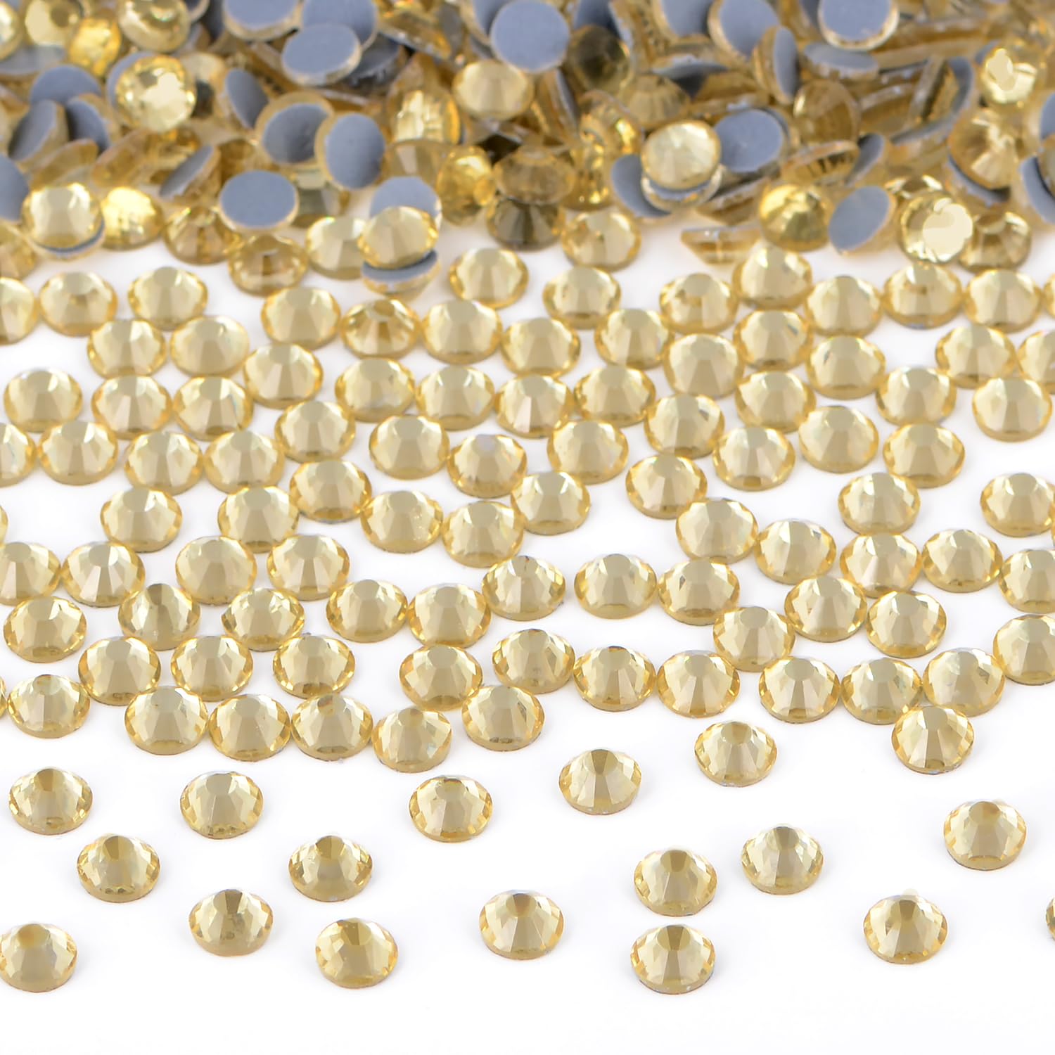 Bymitel Hotfix Crystal Rhinestones Round Gems Iron on DIY Jewelry Making Flat Back for Crafts,Jonquil, 1.6mm(SS4/2880pcs)
