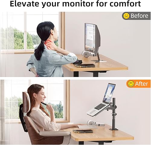 Miniatura 6 de suptek Soporte de escritorio para laptop, soporte de brazo ajustable para laptop con bandeja ventilada, hasta 17 pulgadas, soporta hasta 22 libras