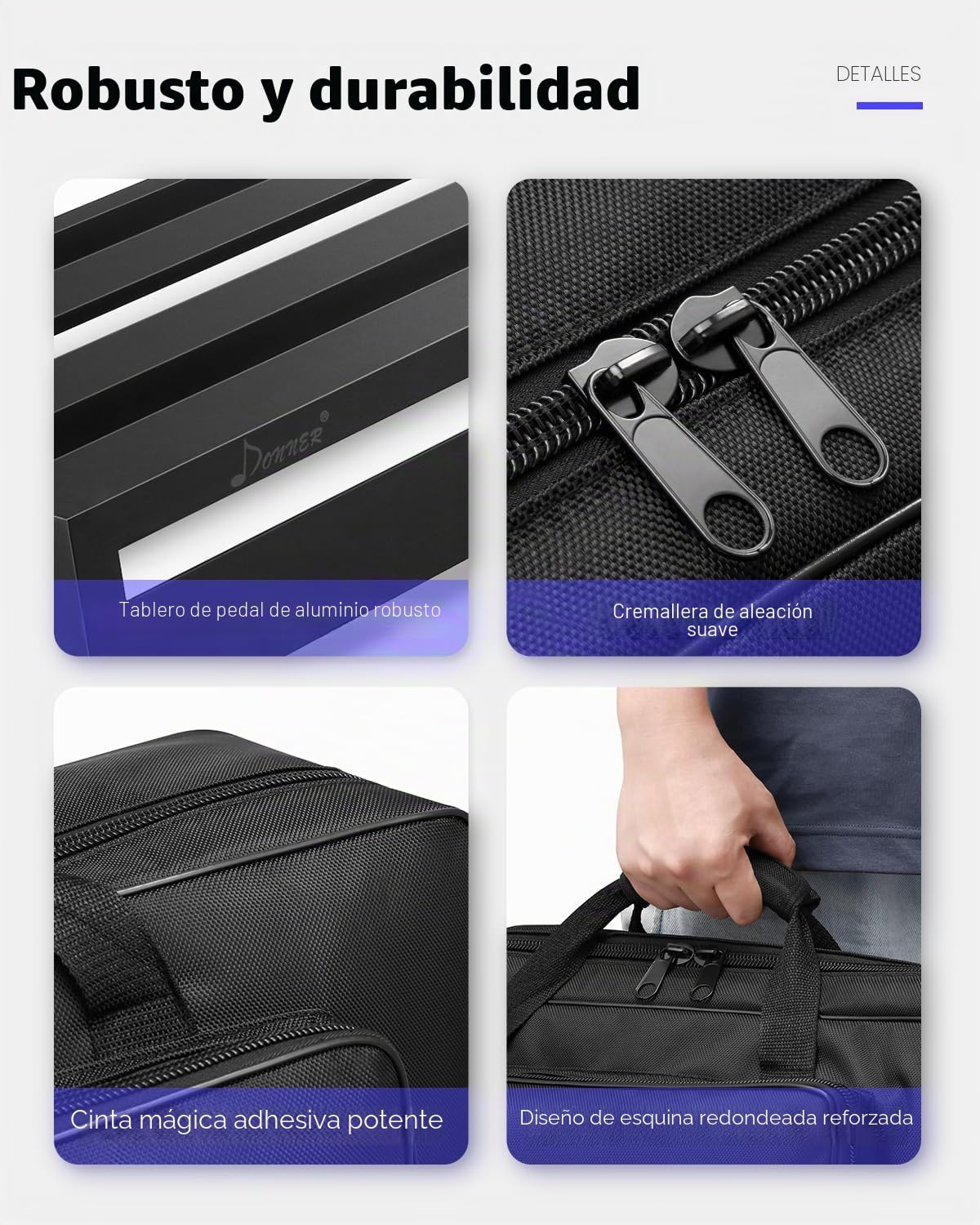 Donner Pedalera de efectos para Guitarra Ligero y Portable con Bolsa de Transporte y Cinta de Gancho y Bucle, Tablero de Pedal de Aleación 500 * 290 * 100mm (DB-3)
