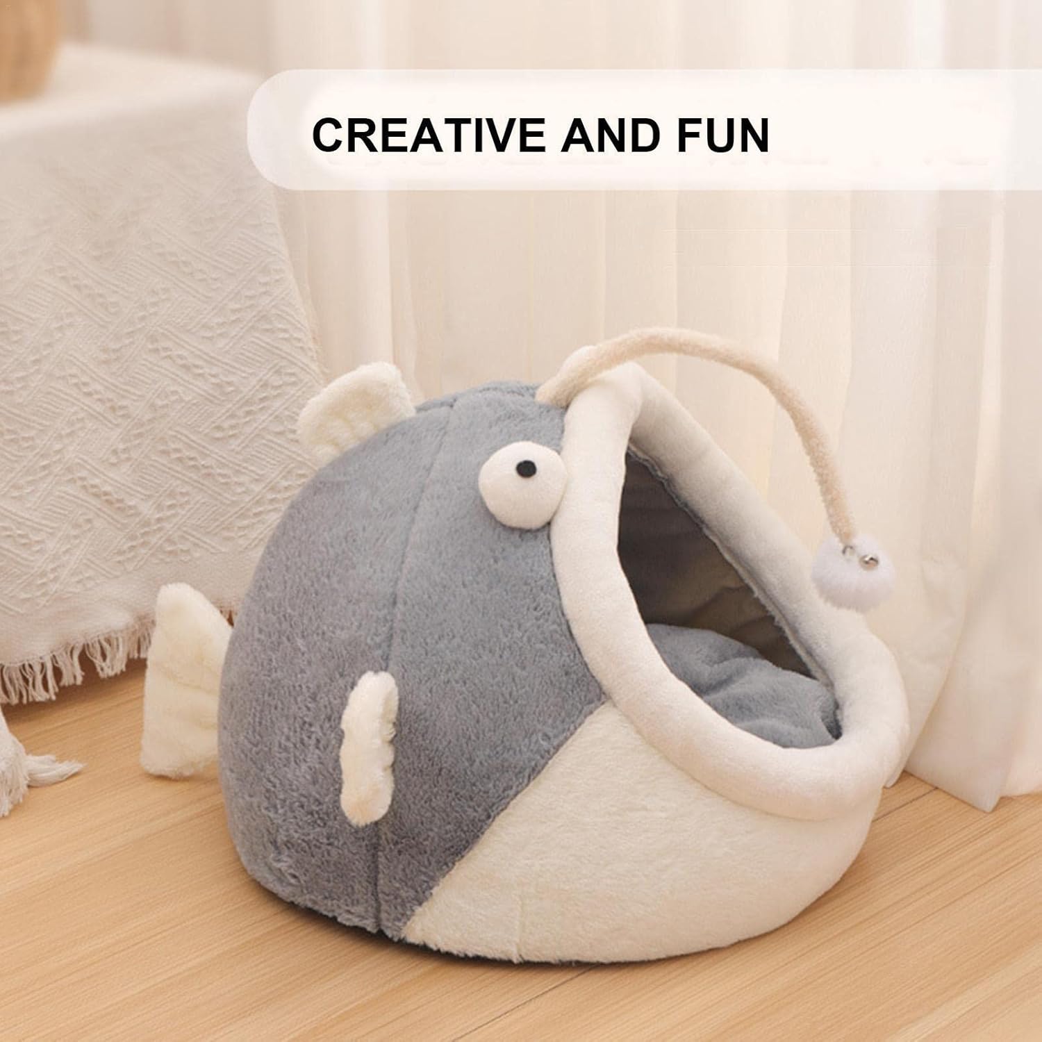 Cat Cave Bed | Small Dog Bed Washable, Shark Round Warm Cuddler Kennel Soft, Luxury Super Soft Pet Cave Bed, Pet Cushion Bed Sleeping Bag