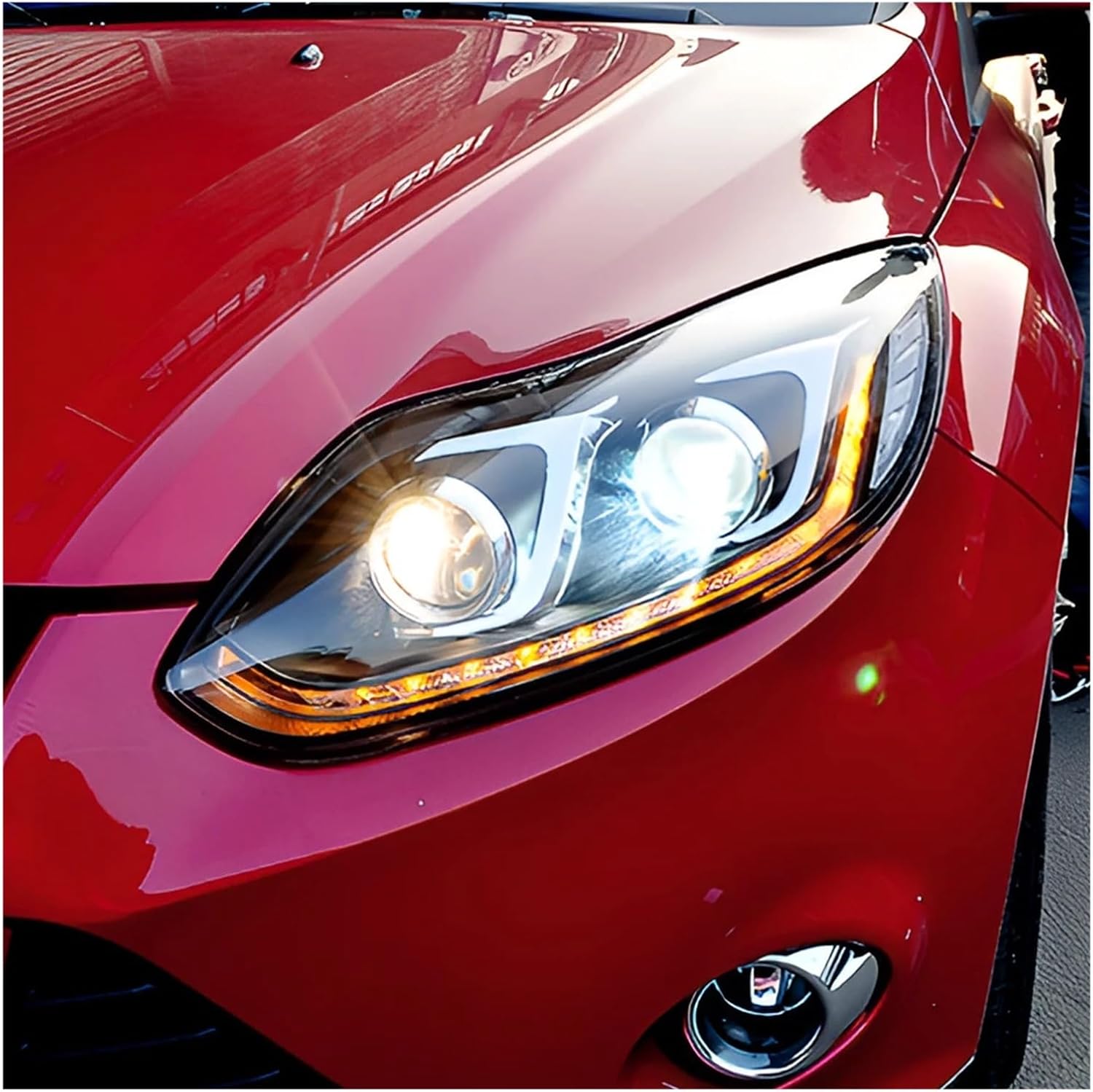Car Front Lamps Compatible For Ford Compatible For Focus 2012-2014 LED Auto Headlights Assembly Upgrade Flashing Turn Light 2 Projector Lens Accessories