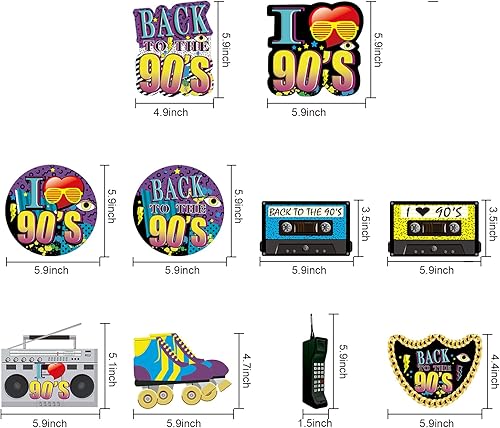 Miniatura 2 de Yoaokiy 24 decoraciones de fiesta de los años 90, palos de centro de mesa de los años 90, decoración de mesa, accesorios de cabina de fotos,