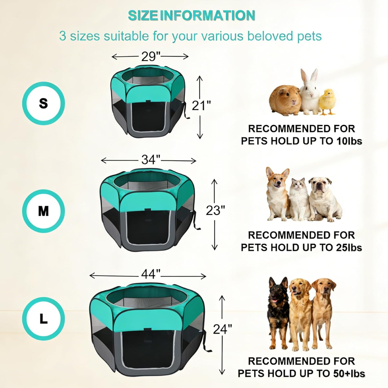 Dog Cat Playpen, Pet Playpen Indoor for Dog Crate Tent Cage Outdoor Foldable Dog Enclosure, Green Large