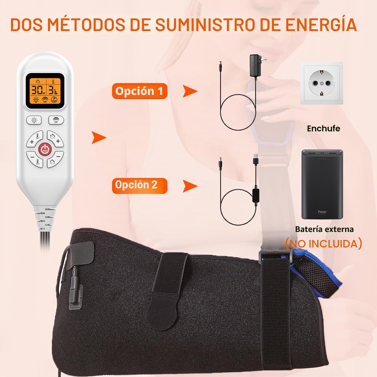 JOBYNA Terapia de luz Roja e Infrarroja para Fractura, 660nm y 850nm Lámpara de Infrarrojos luz Roja Terapia para Lesión en la muñeca/Codo, Fractura de brazo, Aliviar el dolor