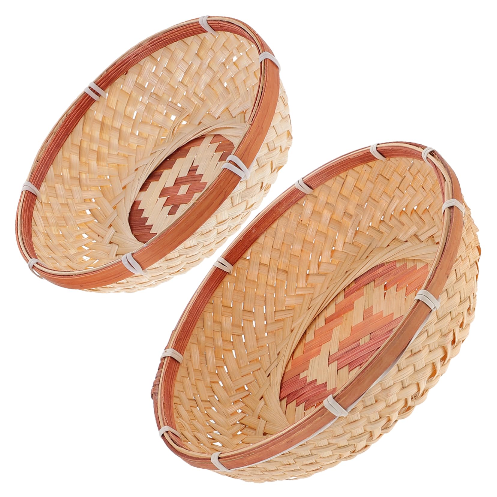 Unomor 2pcs Fruit Basket and Fruit Plate Bread Baskets for Serving Woven Fruit Basket Round Baskets Picnic Basket Kitchen Woven Tray Food Serving Basket Woven Storage Basket