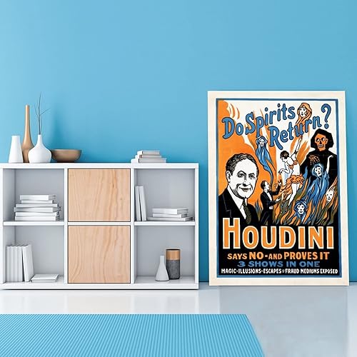 Miniatura 2 de THAELY Harry Houdini - Póster de arte vintage de mago famoso, impresión en lienzo (11) pósteres e impresiones artísticas de pared para sala de